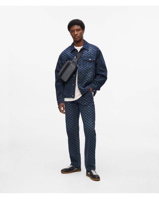 Karl Lagerfeld Blue All-Over Monogram Jeans for men