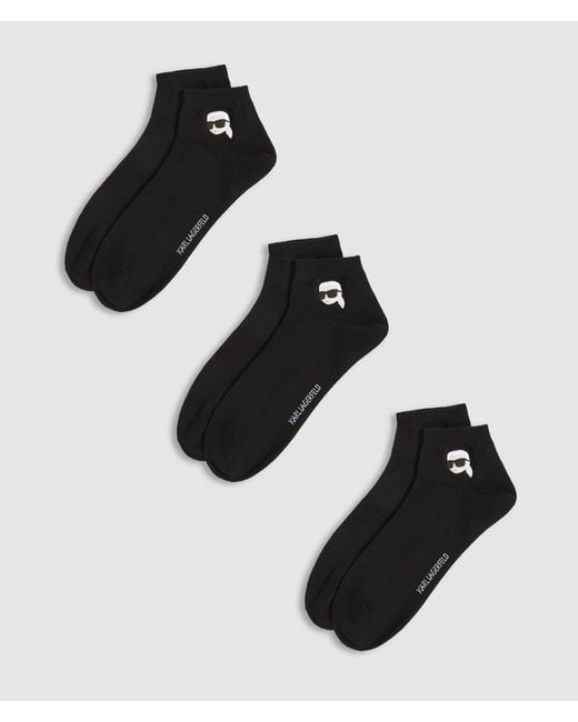 Karl Lagerfeld Black Ikon Short Socks – 3-Pack for men