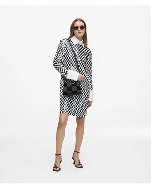 Karl Lagerfeld Black K/Signature Checkered Top Handle Bag