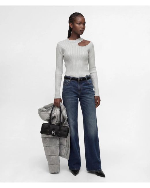 KL Jeans White Metallic Coated Sweater