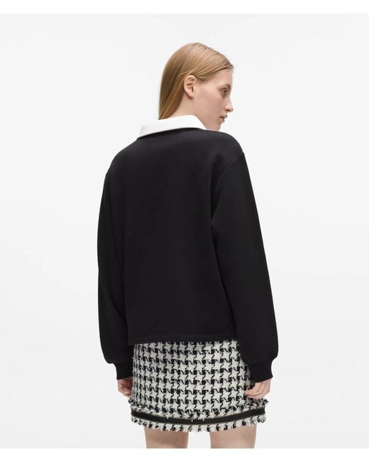 Karl Lagerfeld Black Signature Polo Sweatshirt