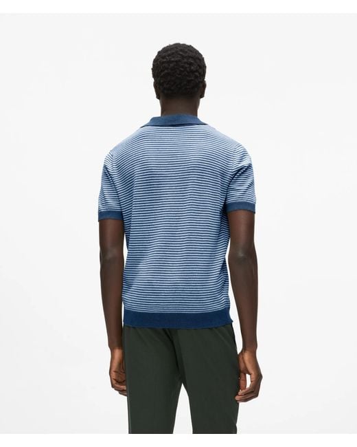 Karl Lagerfeld Blue Striped Knit Polo Shirt for men