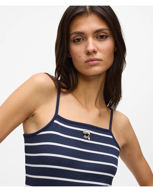 Karl Lagerfeld Blue Ikon Striped Tank Top