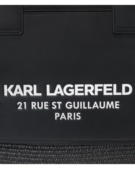 Karl Lagerfeld Black Rue St-guillaume Raffia Large Tote Bag