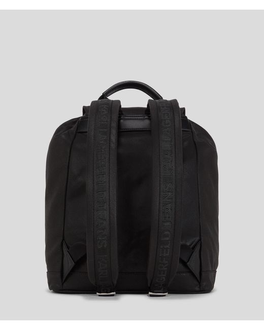 Karl Lagerfeld Black Utility Coated Denim Backpack