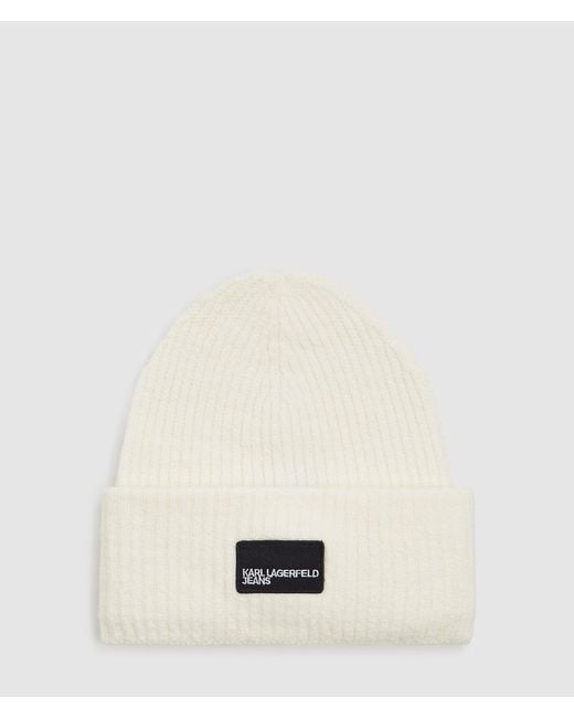 KL Jeans Natural Logo Patch Long Beanie