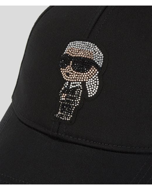 Karl Lagerfeld Black Ikon Rhinestones Cap