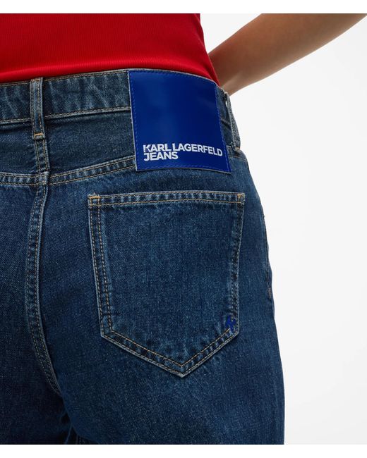 KL Jeans Blue Split-Hem Mid-Rise Relaxed Jeans