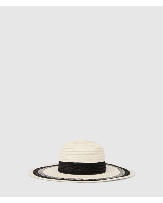 Karl Lagerfeld White K/Signature Stripe Logo Sun Hat