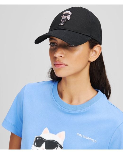 Karl Lagerfeld Black Ikon Rhinestones Cap