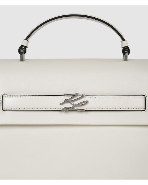 Karl Lagerfeld Natural K/Autograph Medium Top Handle Bag