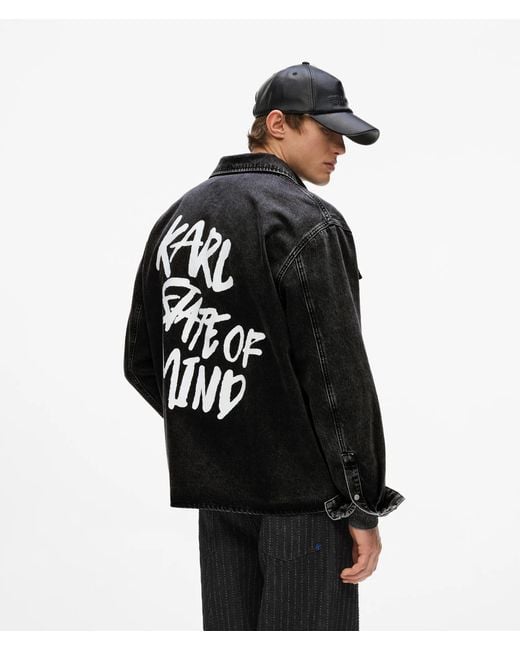 KL Jeans Black Karl Quote Denim Overshirt for men
