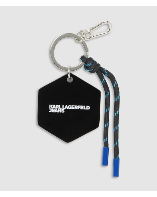 KL Jeans White Karl Graphic Keychain for men