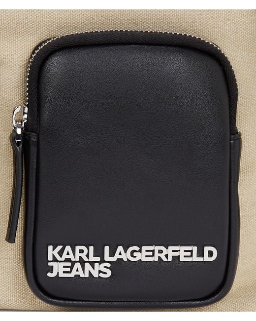 Karl Lagerfeld Natural Utility Canvas Bucket Bag