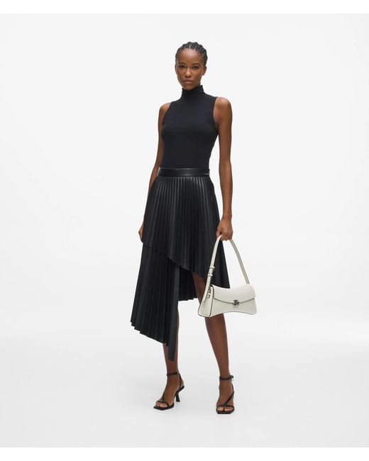 Karl Lagerfeld Blue Pleated Faux-Leather Skirt
