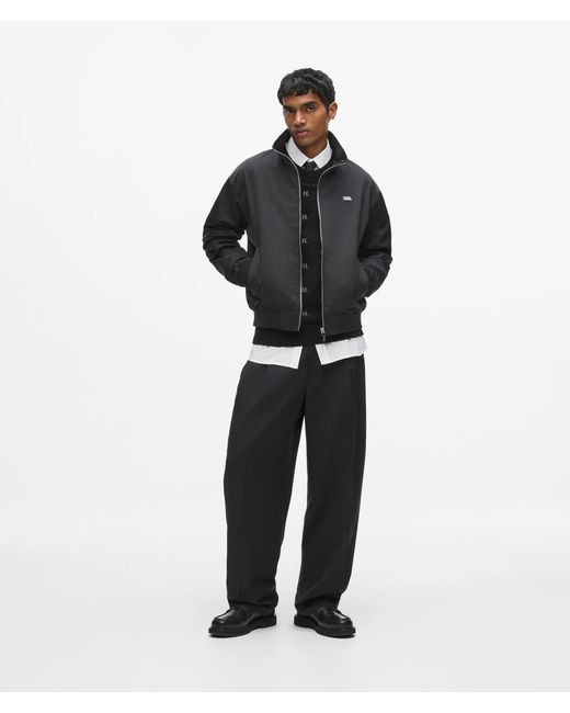 Karl Lagerfeld Black Zip-Up Blouson Jacket for men