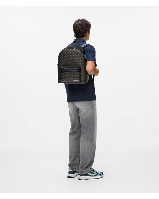 Karl Lagerfeld Black K/Monogram Kanvas Backpack, Multicoloured for men
