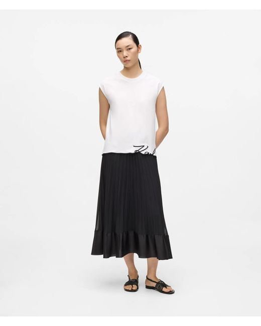Karl Lagerfeld White Signature Hem Tank Top