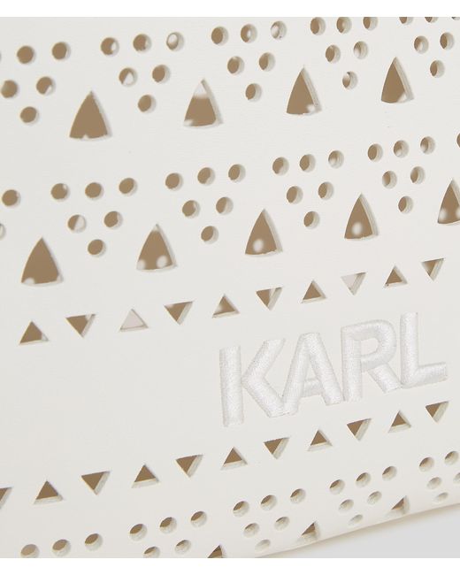 Karl Lagerfeld White K/skuare Medium Perforated Tote Bag