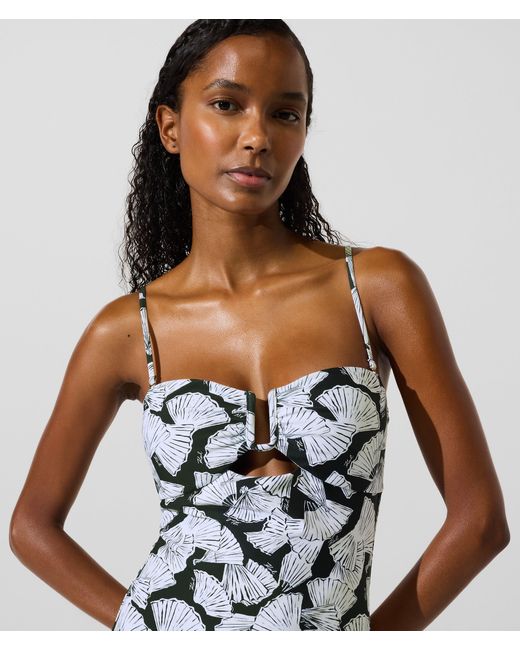 Karl Lagerfeld Blue Fan Print Swimsuit, Multicoloured