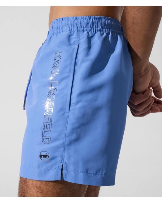 Karl Lagerfeld Blue Ikon Metallic Boardshorts for men