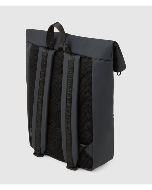 KL Jeans Black Roll Top Strap Backpack for men