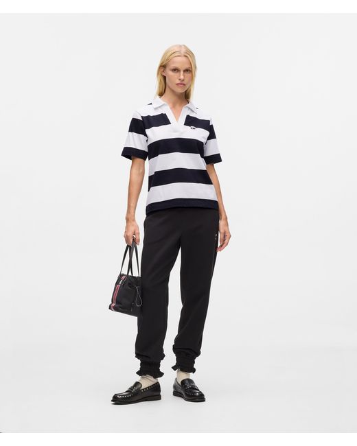 Karl Lagerfeld White Ikon Stripe Polo Shirt