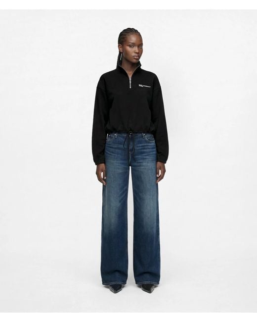 KL Jeans Blue Washed Low-Rise Wide-Leg Jeans