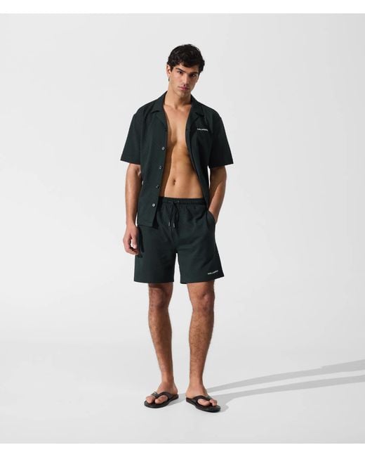 Karl Lagerfeld Black Checked Beach Shirt for men