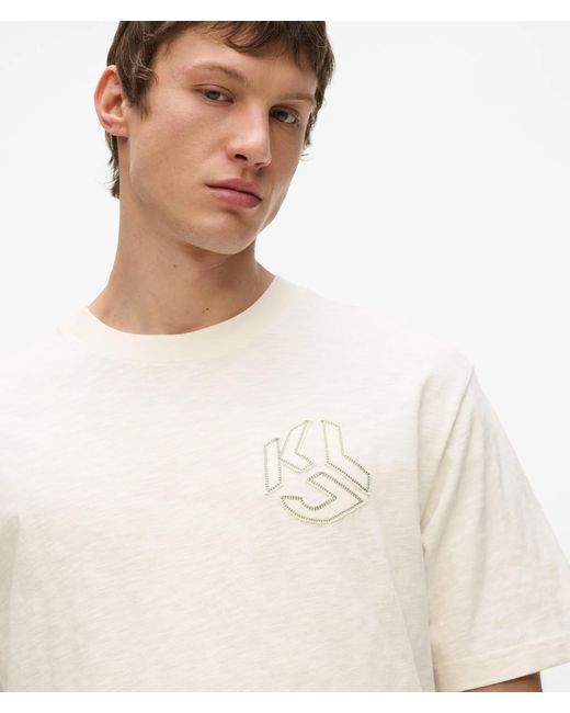 KL Jeans White Distressed Monogram Boxy T-Shirt for men