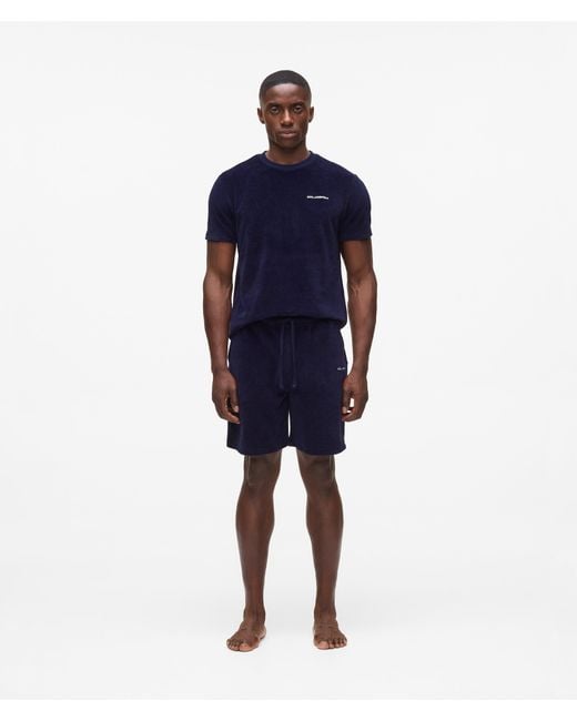 Karl Lagerfeld Blue Velvet Pajama Shorts for men