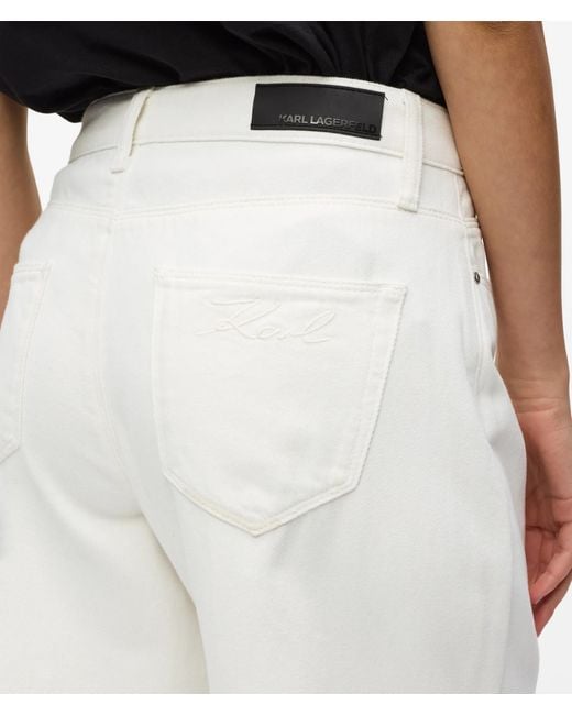 Karl Lagerfeld White Wide Leg Turn Up Jeans