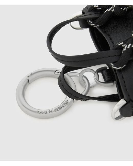 Karl Lagerfeld Black Ikon Mini Bag Airpods Case Keychain