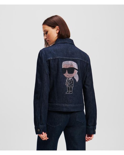 Karl Lagerfeld Blue Ikon Rhinestone Denim Jacket