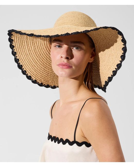 Karl Lagerfeld Natural K/Signature Scallop Beach Hat