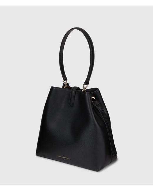 Karl Lagerfeld Black K/Autograph Drop Medium Bucket Bag
