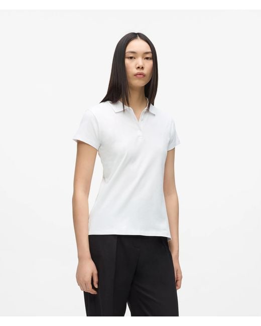 Karl Lagerfeld White Signature Piqué Polo Shirt