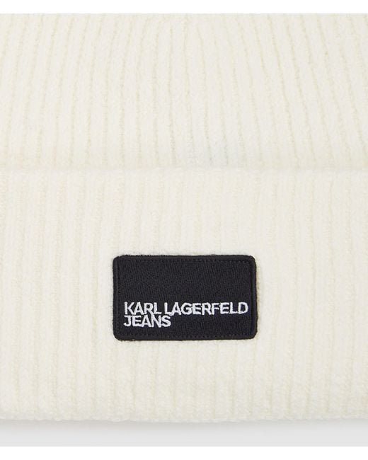 KL Jeans Natural Logo Patch Long Beanie