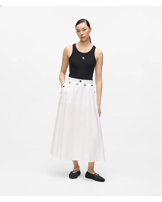 Karl Lagerfeld White Ikon Ribbed Tank Top