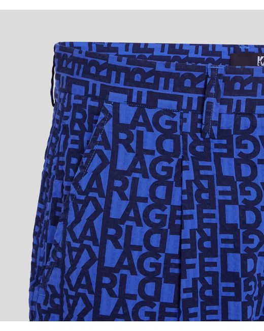 Karl Lagerfeld Blue Karl Logo Woven Shorts for men