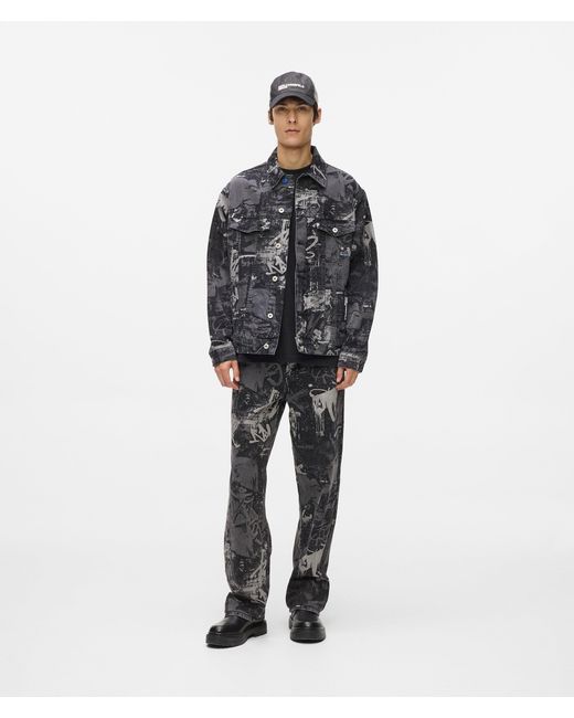 KL Jeans Black Paint-Effect Denim Jacket for men