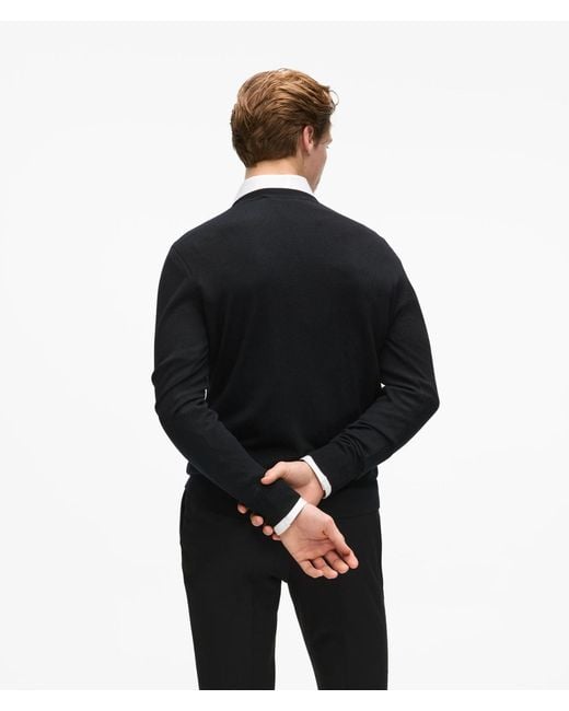 Karl Lagerfeld Black Monogram Textured Crew Neck Sweater for men