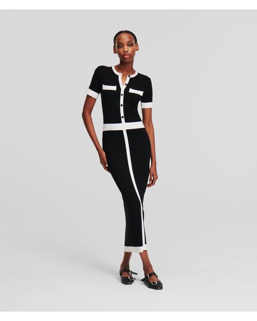 Karl Lagerfeld White Short-sleeved Knit Dress