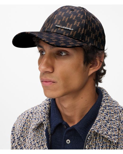 Karl Lagerfeld Black K/Monogram All-Over Print Cap, Multicoloured for men