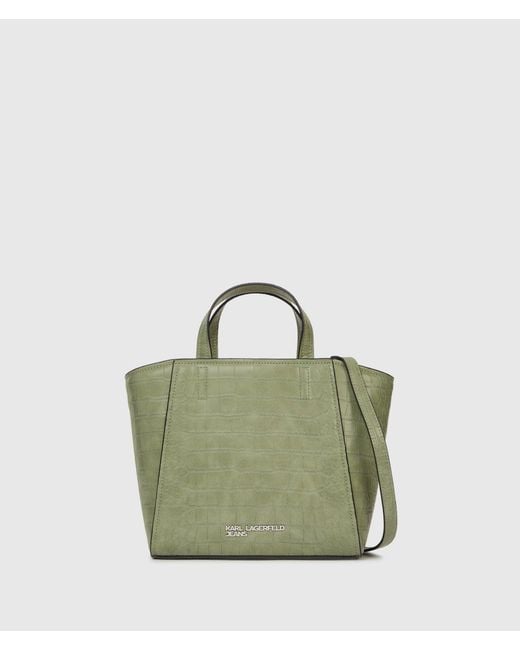 KL Jeans Green Croco Mini Tote Bag