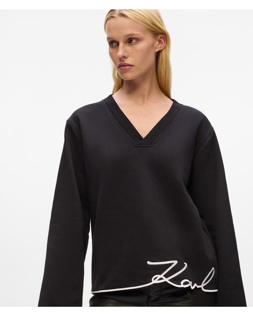 Karl Lagerfeld Black Sweatshirt Mit Signature Saum