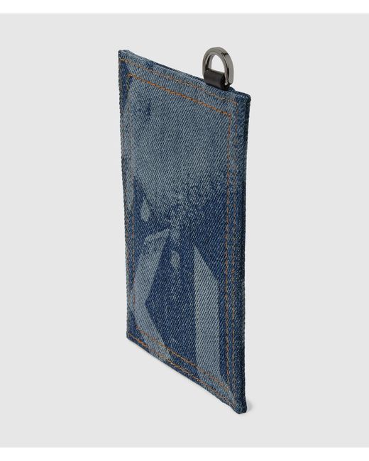 KL Jeans Blue Monogram Denim Cardholder for men