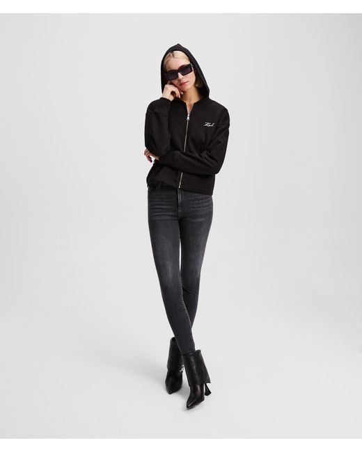 Karl Lagerfeld Black Karl Signature Zip-up Hoodie