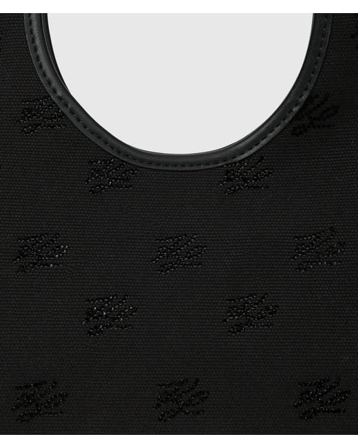 Karl Lagerfeld Black Exclusive K/Autograph Rhinestone Small Tote Bag