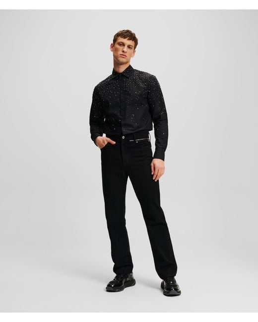 Karl Lagerfeld Black Rhinestone-Dégradé Shirt for men